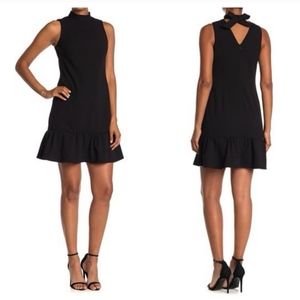 Calvin Klein Mock Neck Sleeveless Ruffle Mini Dressl